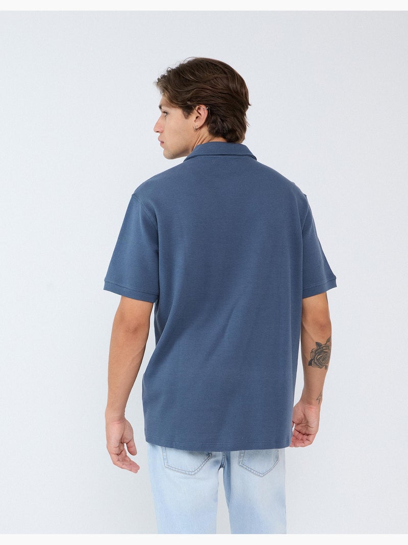 Polo de punto texturizado, mo fashion Azul - Kiabi