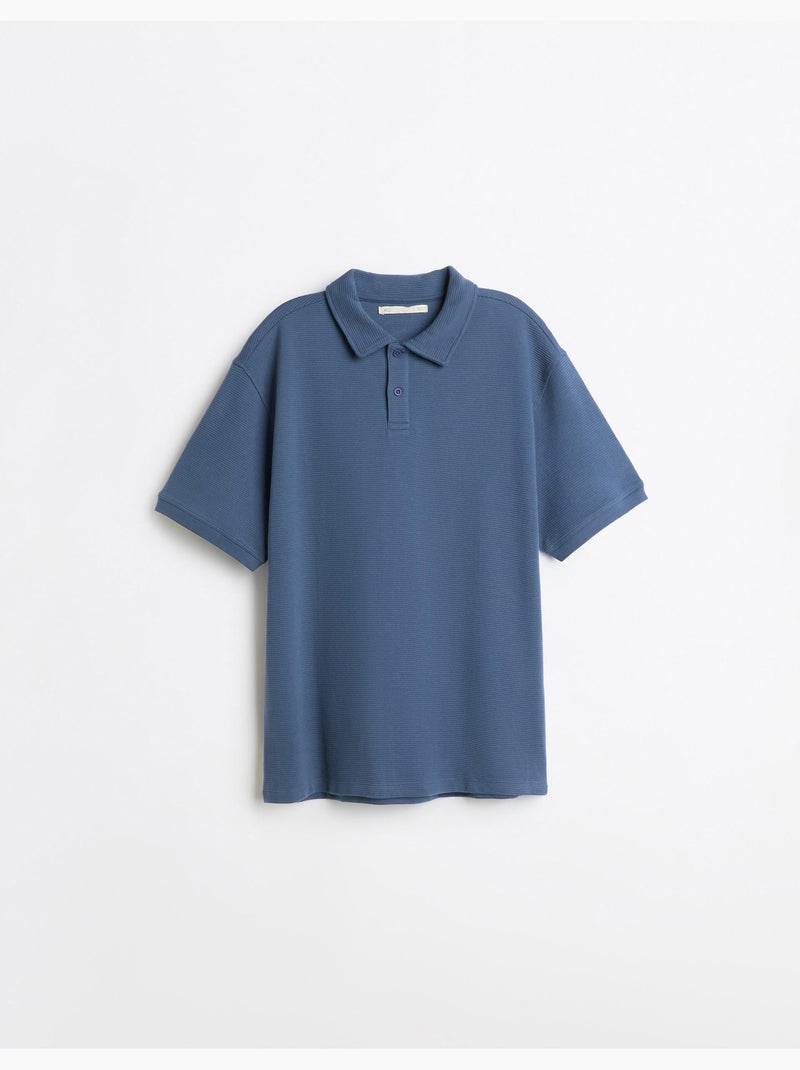 Polo de punto texturizado, mo fashion Azul - Kiabi