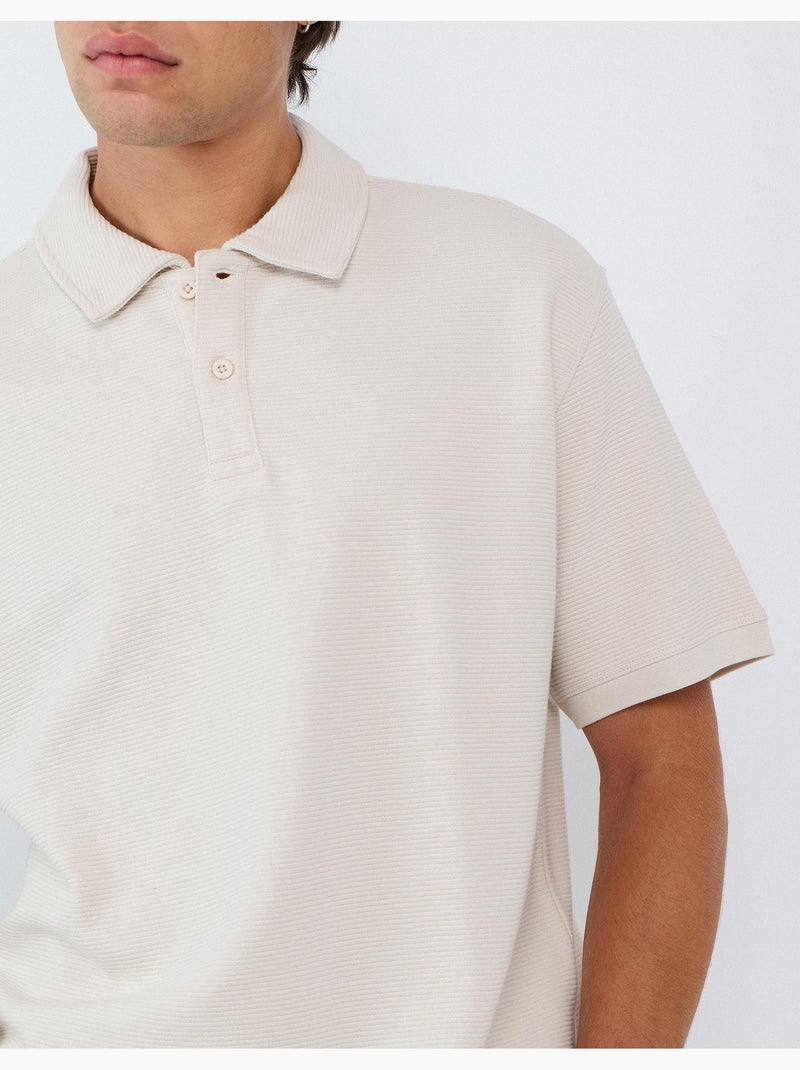 Polo de punto texturizado, mo fashion Gris - Kiabi