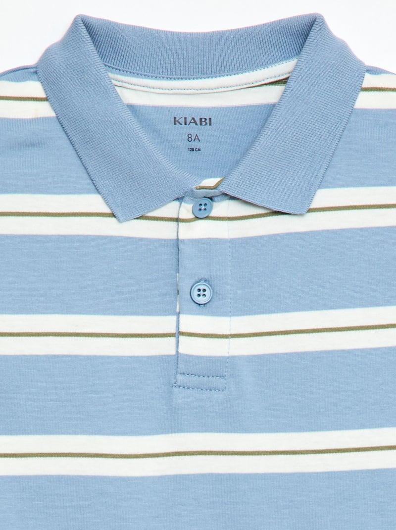 Polo de rayas de manga corta Azul - Kiabi