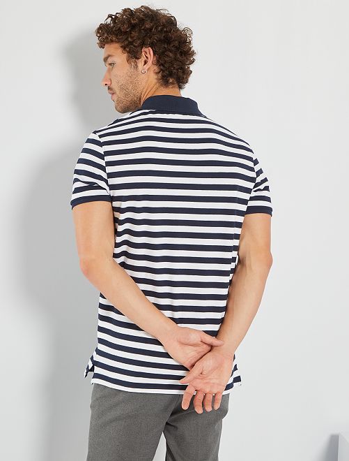 Polo de rayas de punto de piqué - AZUL - Kiabi - 12.00€