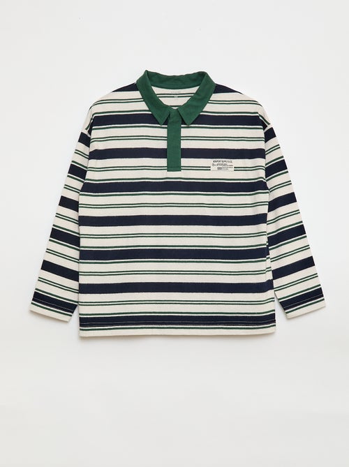 Polo de rayas de punto jersey de manga larga - Kiabi