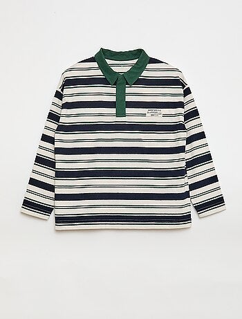 Polo de rayas de punto jersey de manga larga