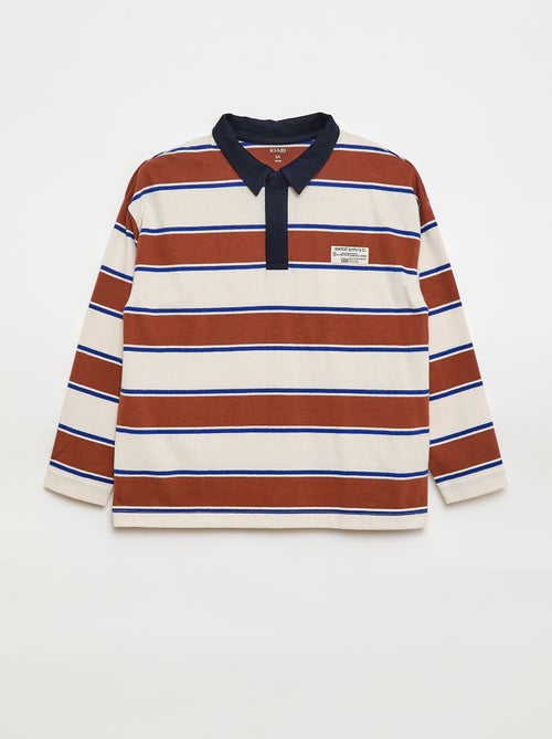 Polo de rayas de punto jersey de manga larga - Kiabi