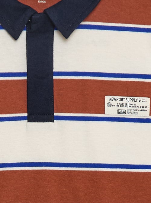 Polo de rayas de punto jersey de manga larga - Kiabi