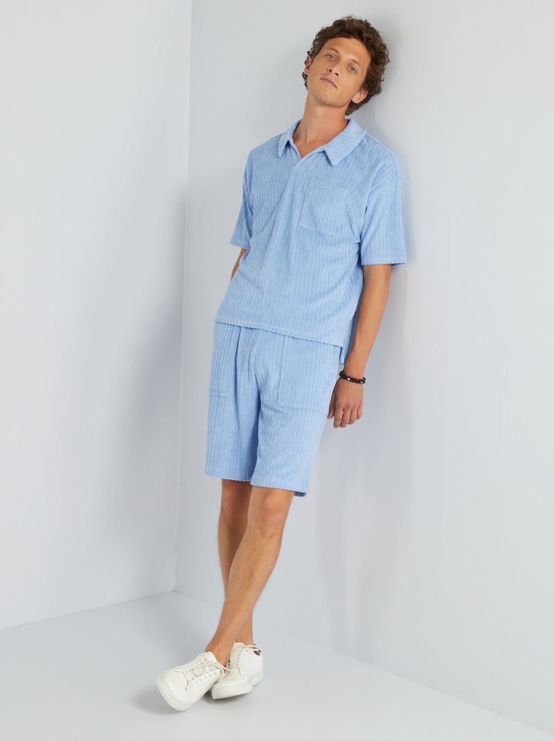 Polo de rizo efecto canalé AZUL - Kiabi