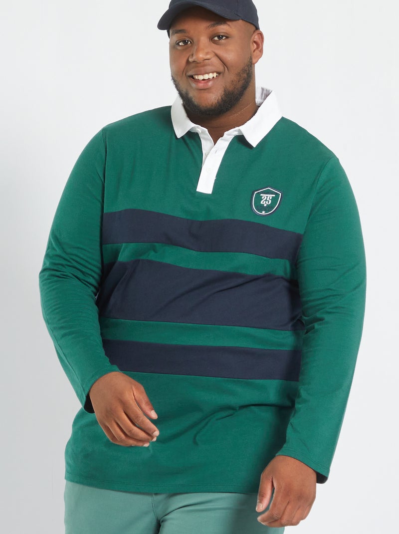 Polo de rugby de punto verde gris - Kiabi