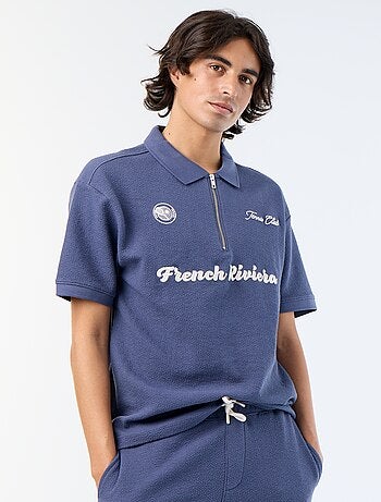 Polo de tejido de fantasía de manga corta