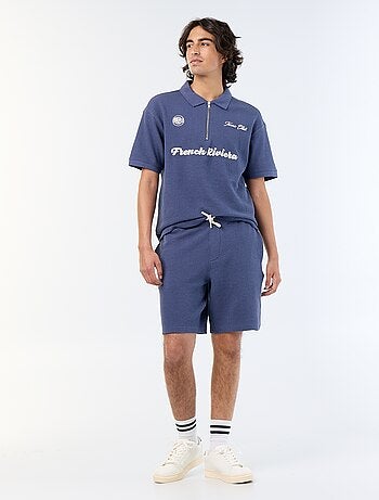 Polo de tejido de fantasía de manga corta
