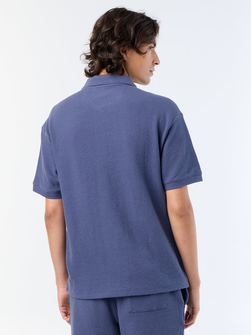 Polo de tejido de fantasía de manga corta Azul - Kiabi