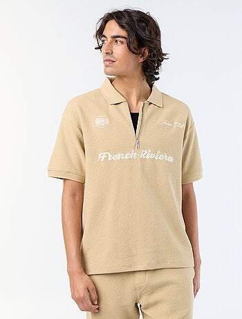 Polo de tejido de fantasía de manga corta