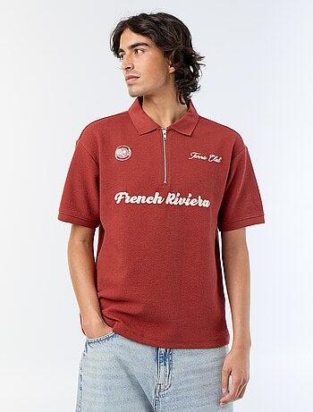 Polo de tejido de fantasía de manga corta