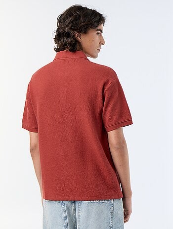 Polo de tejido de fantasía de manga corta