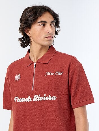 Polo de tejido de fantasía de manga corta