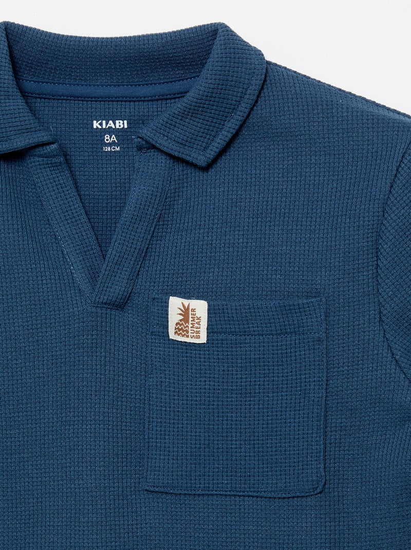 Polo de tejido de nido de abeja Azul - Kiabi