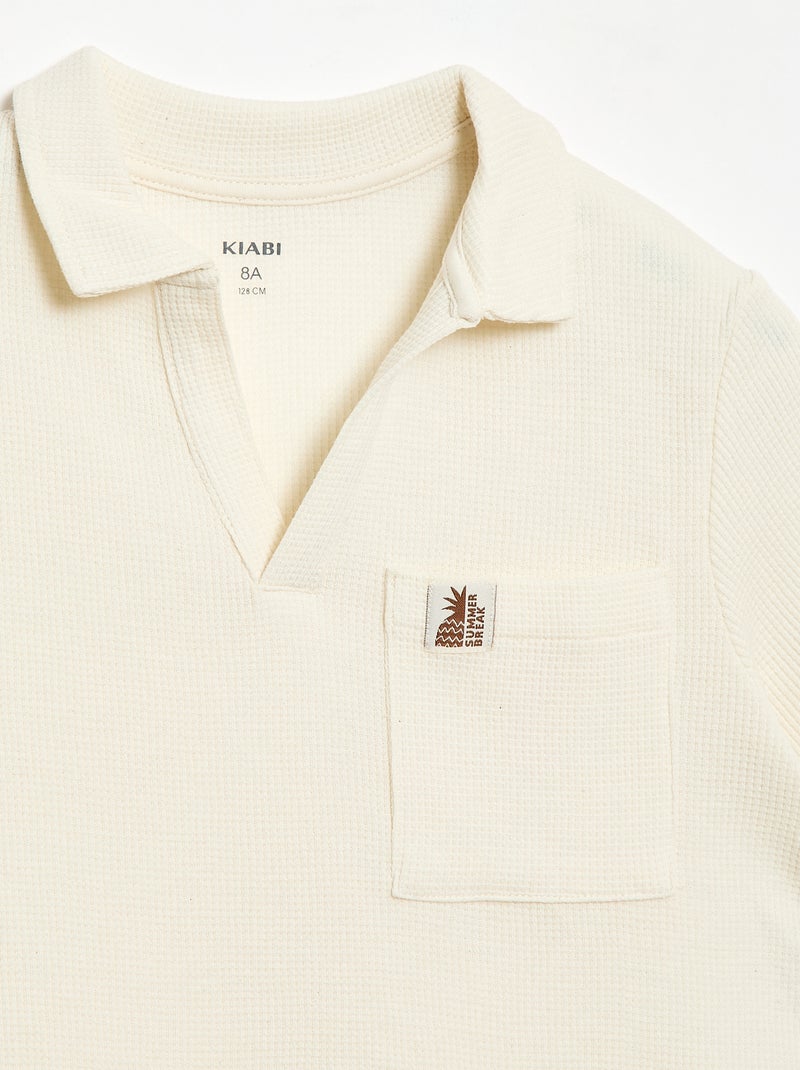 Polo de tejido de nido de abeja Blanco - Kiabi