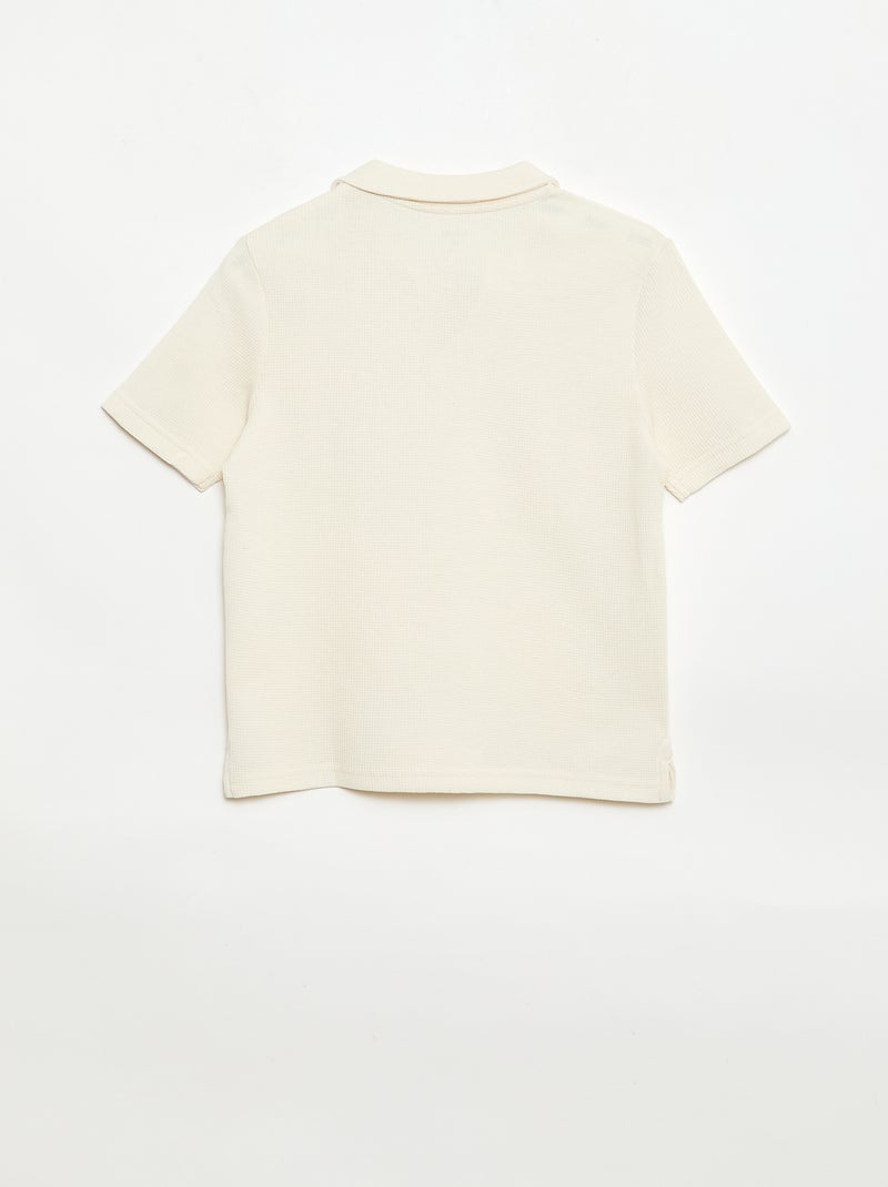 Polo de tejido de nido de abeja Blanco - Kiabi