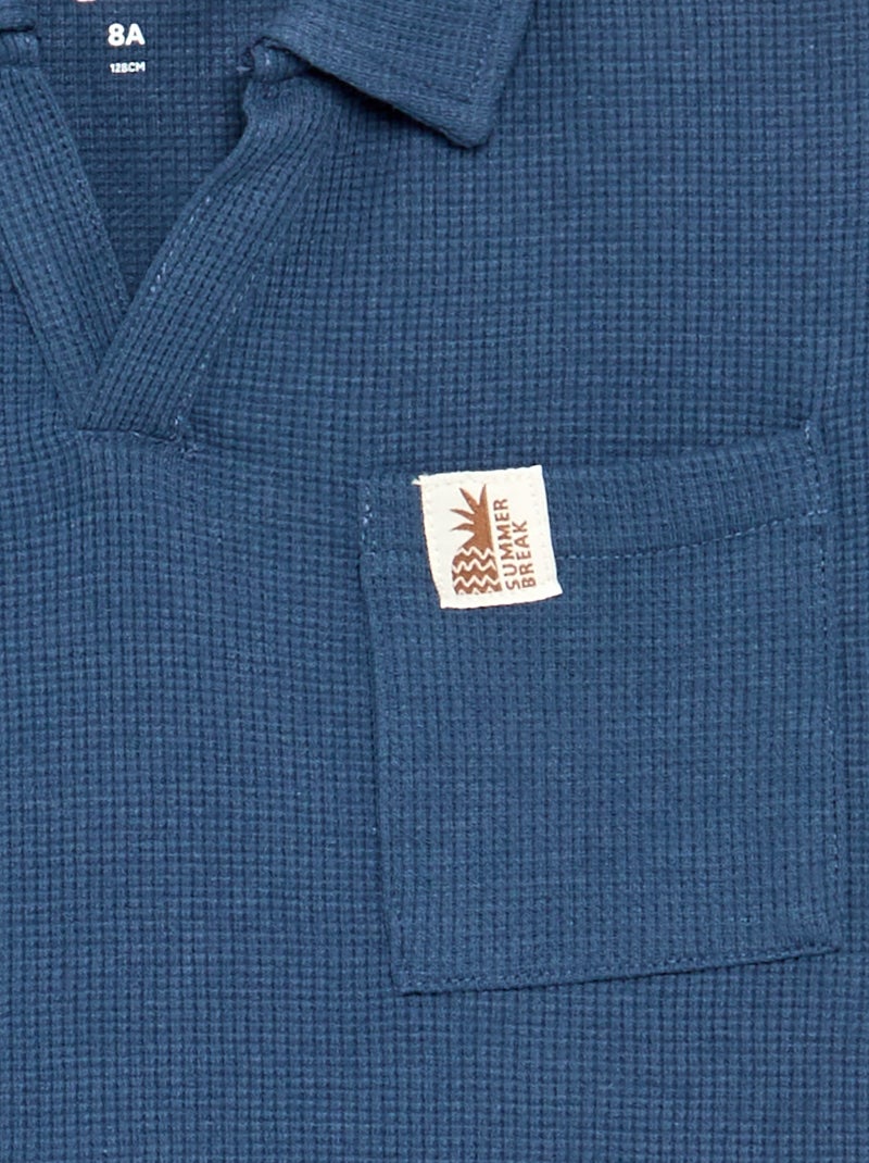 Polo de tejido de nido de abeja Blanco - Kiabi