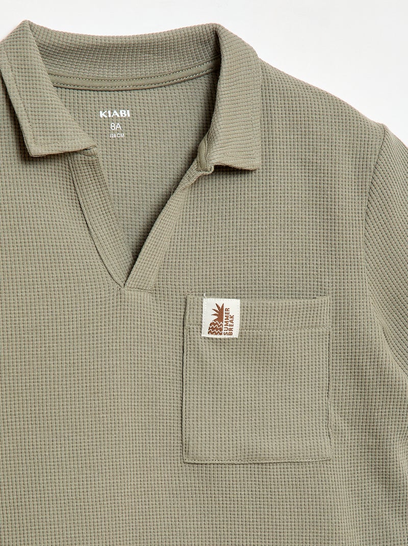 Polo de tejido de nido de abeja Verde - Kiabi