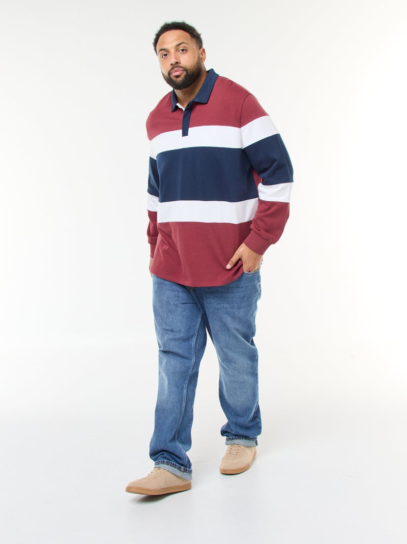 Polo estilo color block de manga larga Rojo - Kiabi