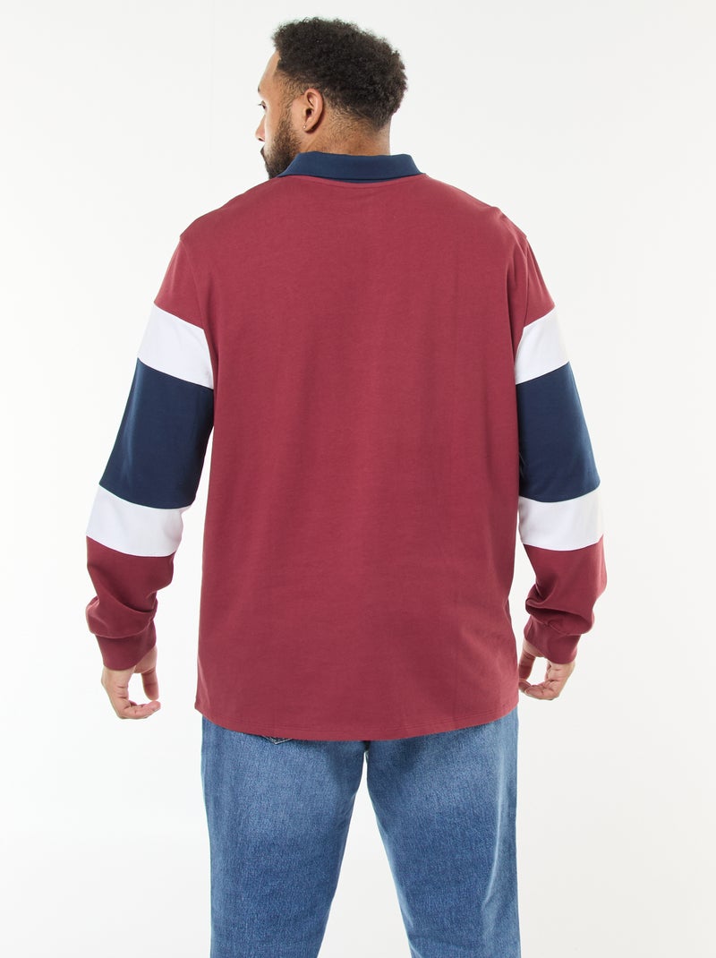 Polo estilo color block de manga larga Rojo - Kiabi