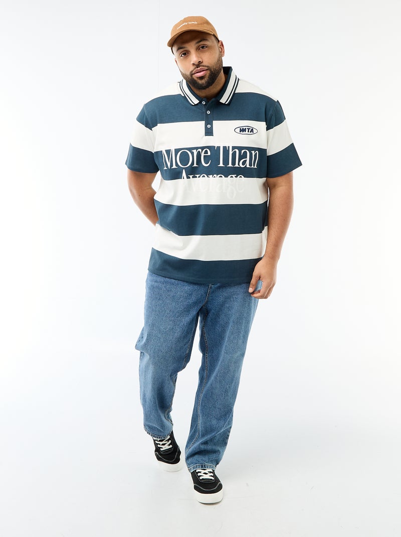 Polo estilo rugby de manga corta Azul - Kiabi
