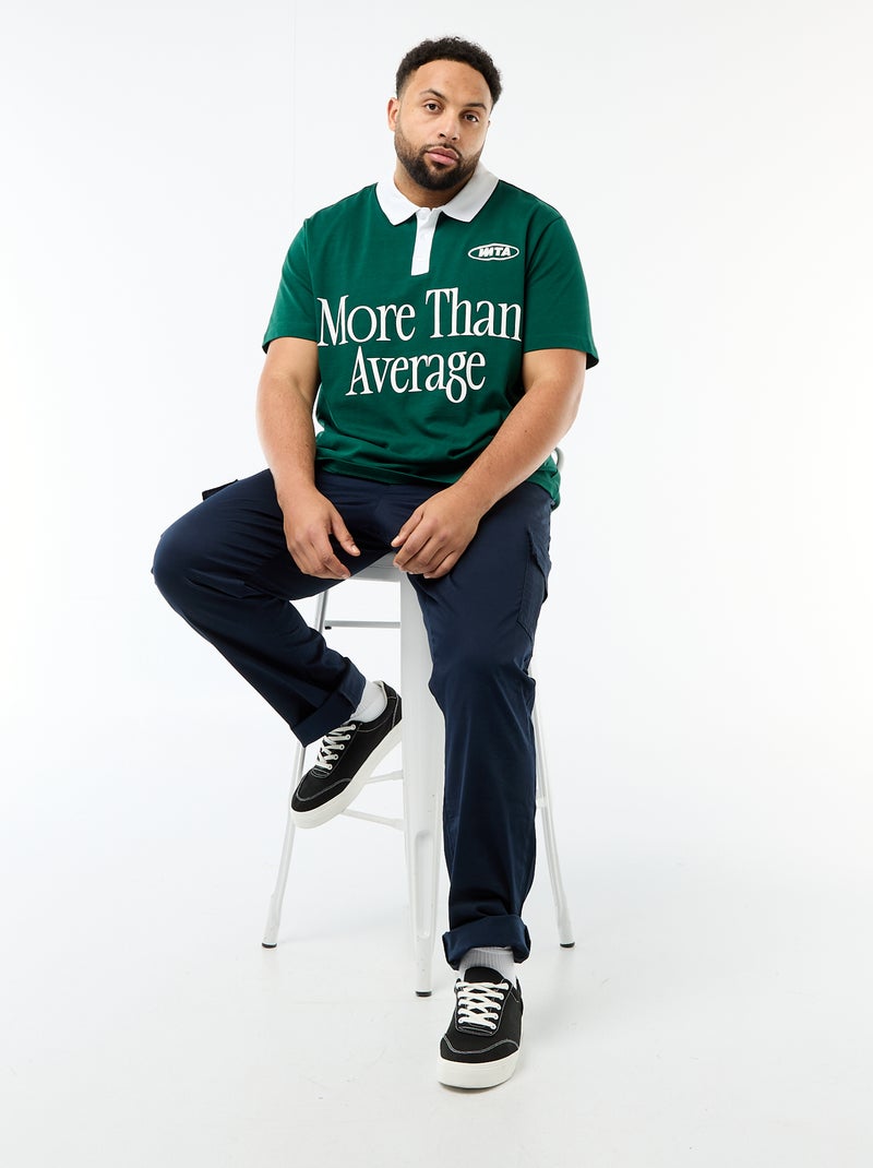 Polo estilo rugby de manga corta Verde - Kiabi