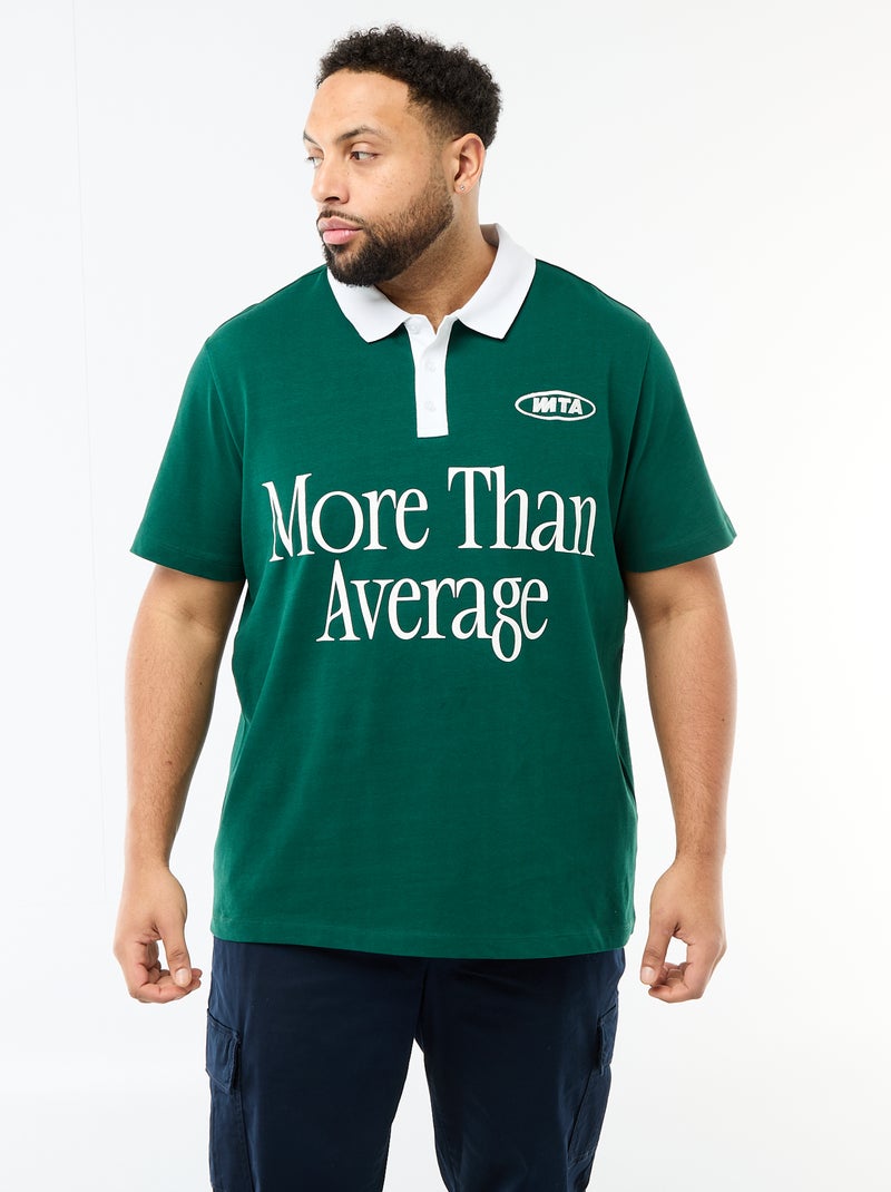 Polo estilo rugby de manga corta Verde - Kiabi