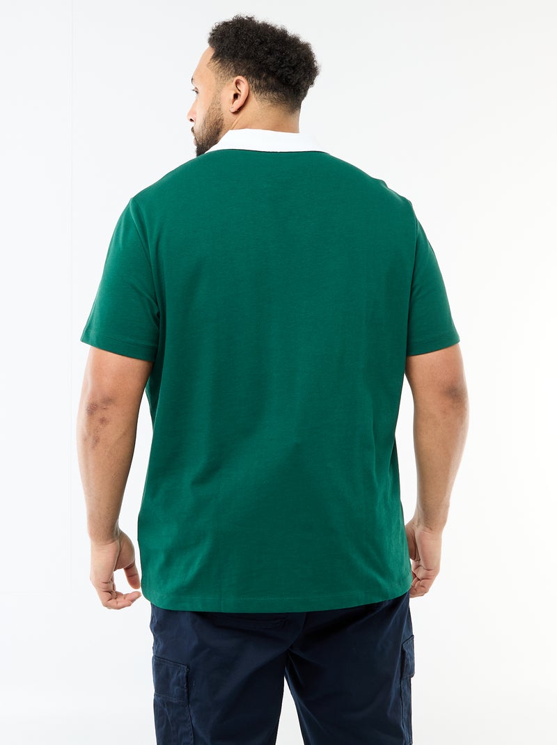 Polo estilo rugby de manga corta Verde - Kiabi