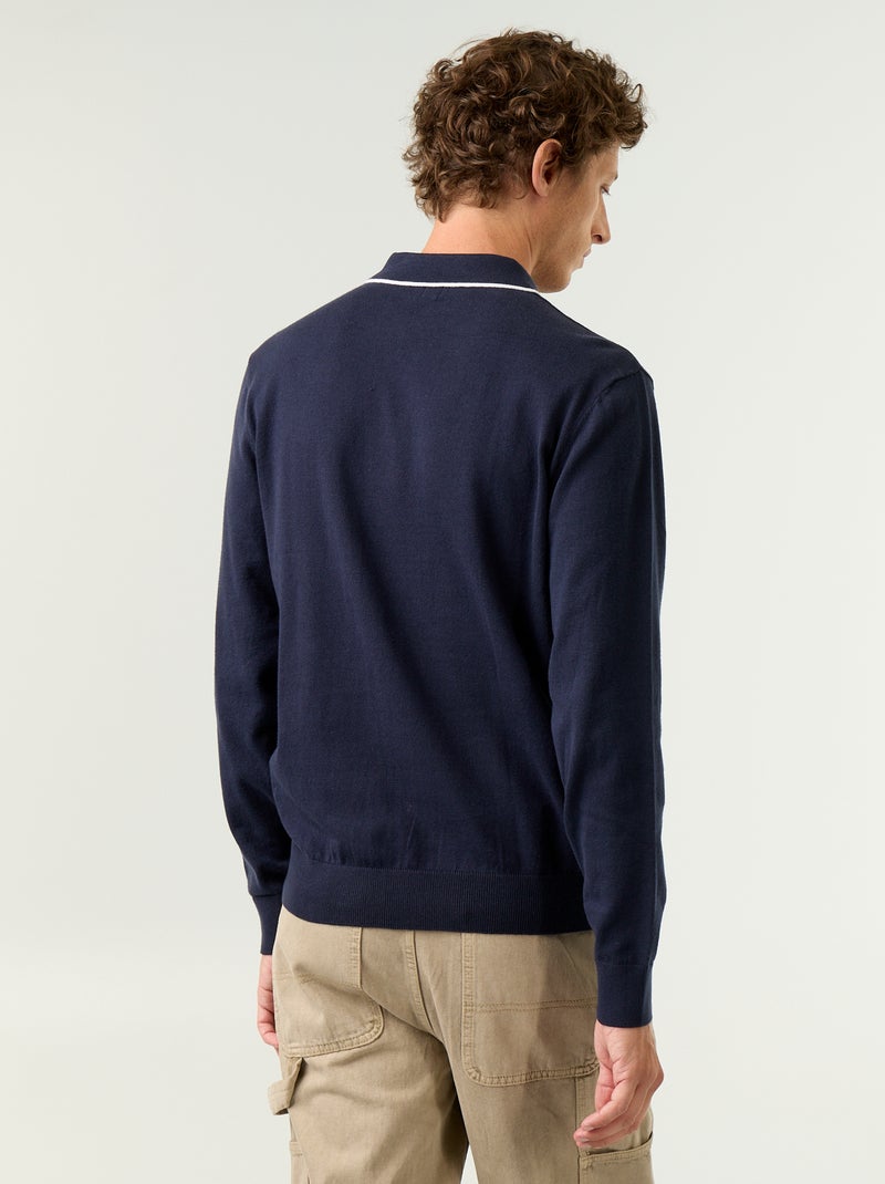 Polo estilo rugby de manga larga Azul - Kiabi