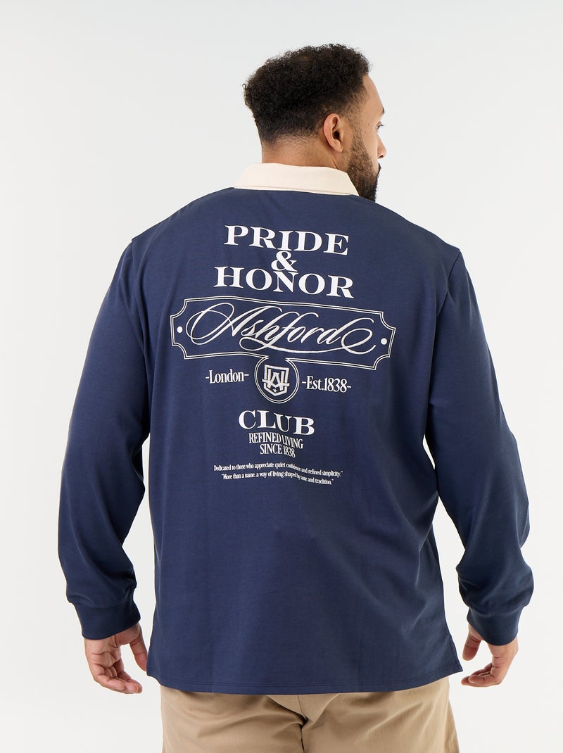 Polo estilo rugby de manga larga Azul - Kiabi