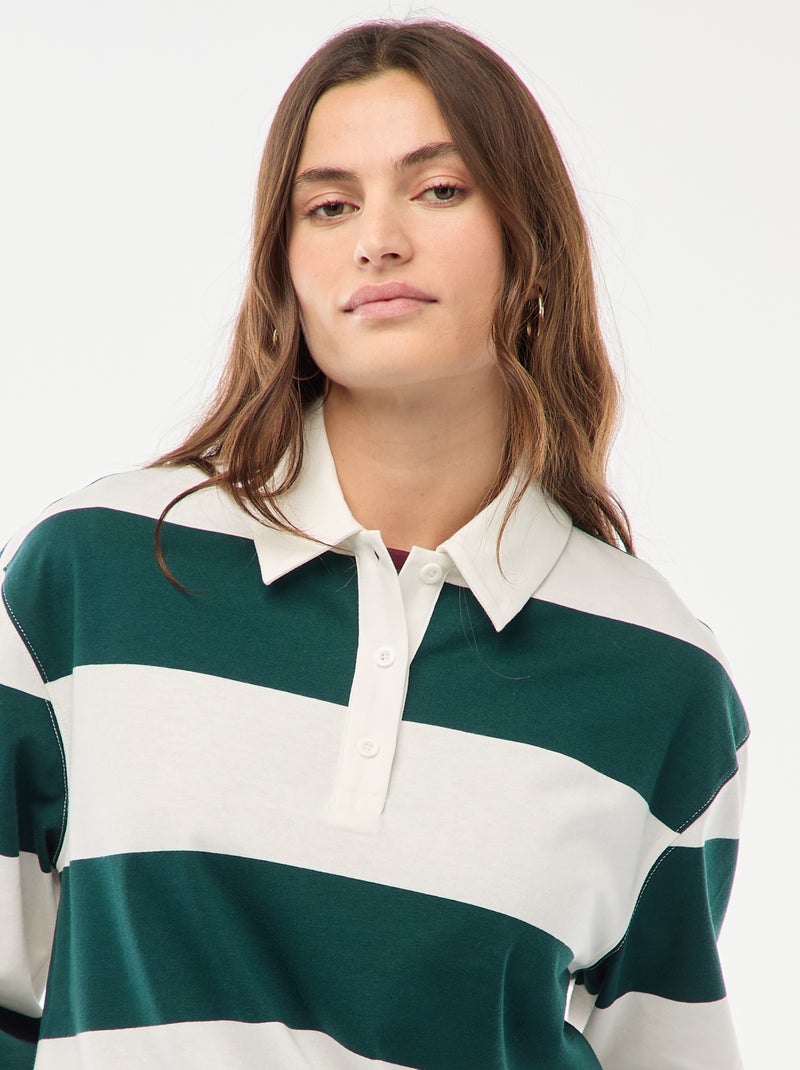 Polo estilo rugby de manga larga Beige - Kiabi