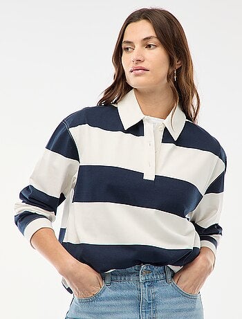 Polo estilo rugby de manga larga