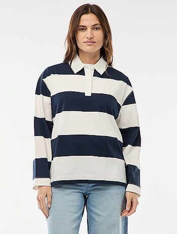 Polo estilo rugby de manga larga