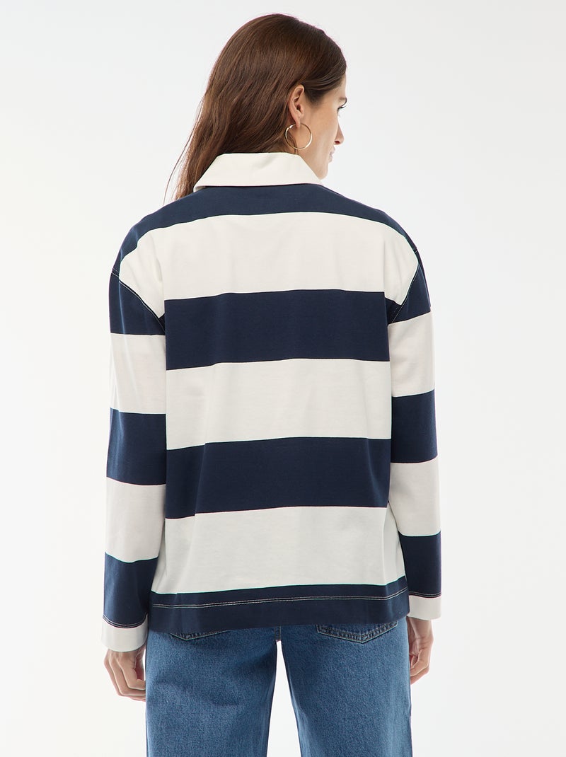Polo estilo rugby de manga larga Beige - Kiabi