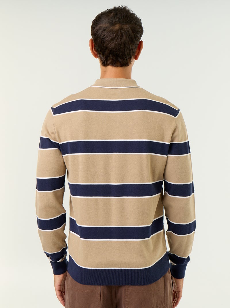 Polo estilo rugby de manga larga Beige - Kiabi