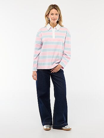 Polo estilo rugby de manga larga