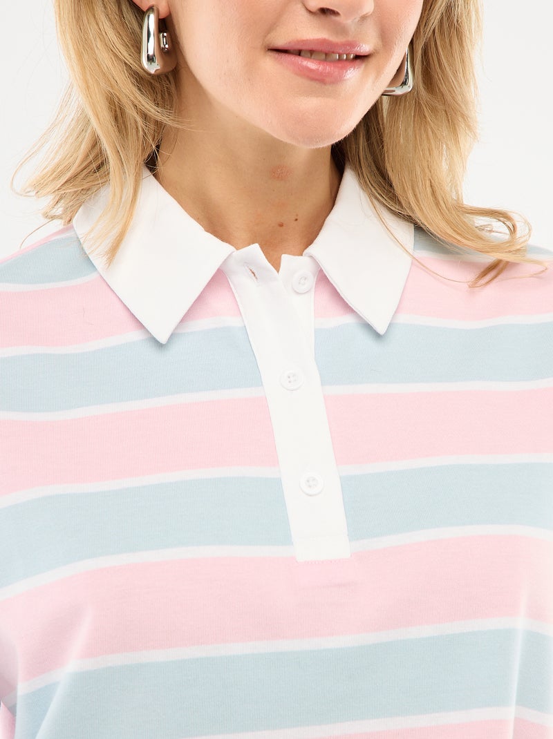 Polo estilo rugby de manga larga Blanco - Kiabi