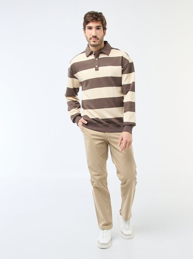Polo estilo rugby de manga larga Blanco - Kiabi