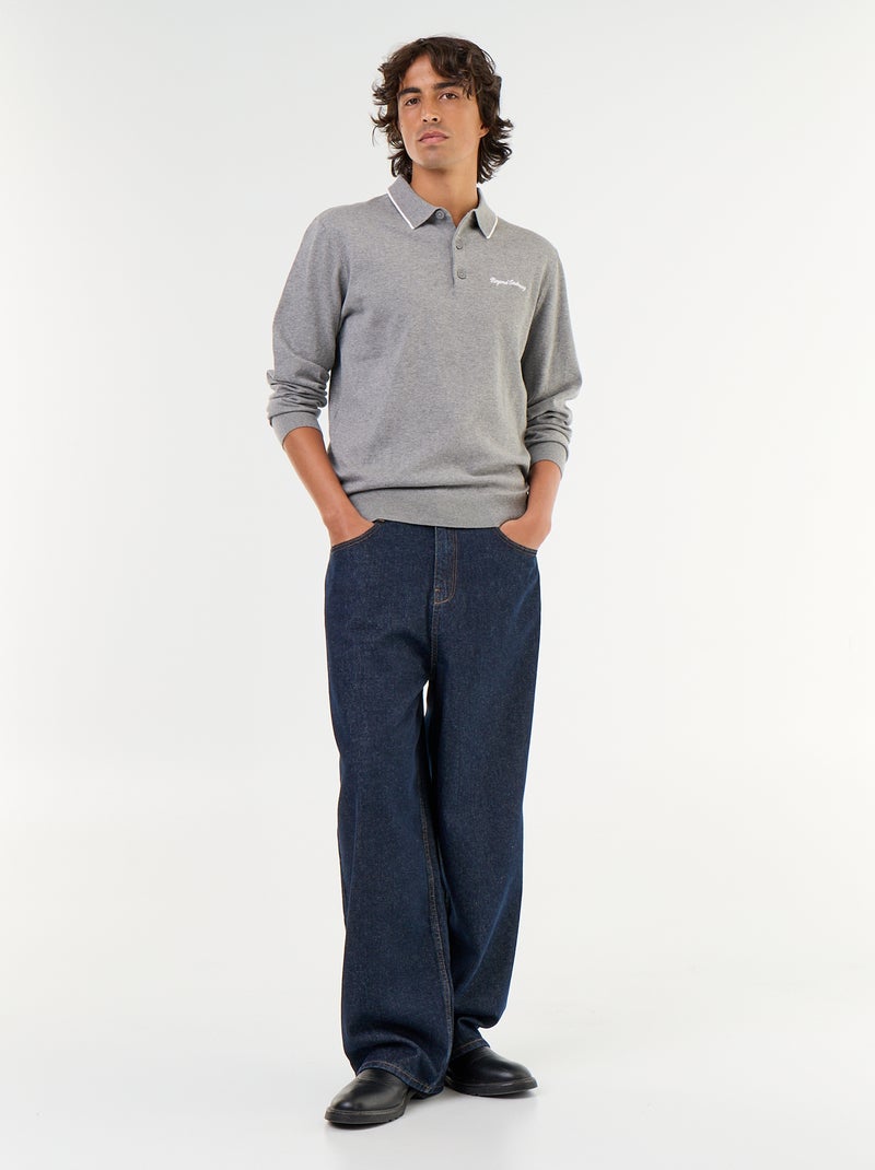 Polo estilo rugby de manga larga Gris - Kiabi