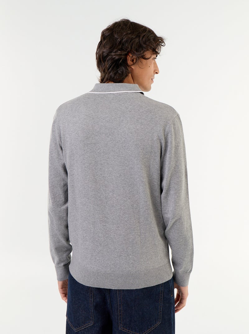 Polo estilo rugby de manga larga Gris - Kiabi