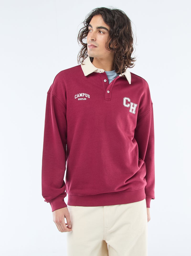 Polo estilo rugby de manga larga Rojo - Kiabi