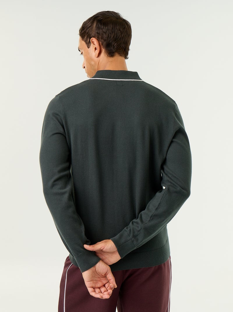 Polo estilo rugby de manga larga Verde - Kiabi