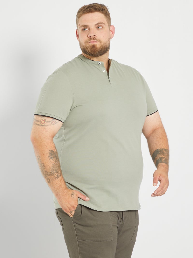 Polo liso con cuello panadero gris - Kiabi