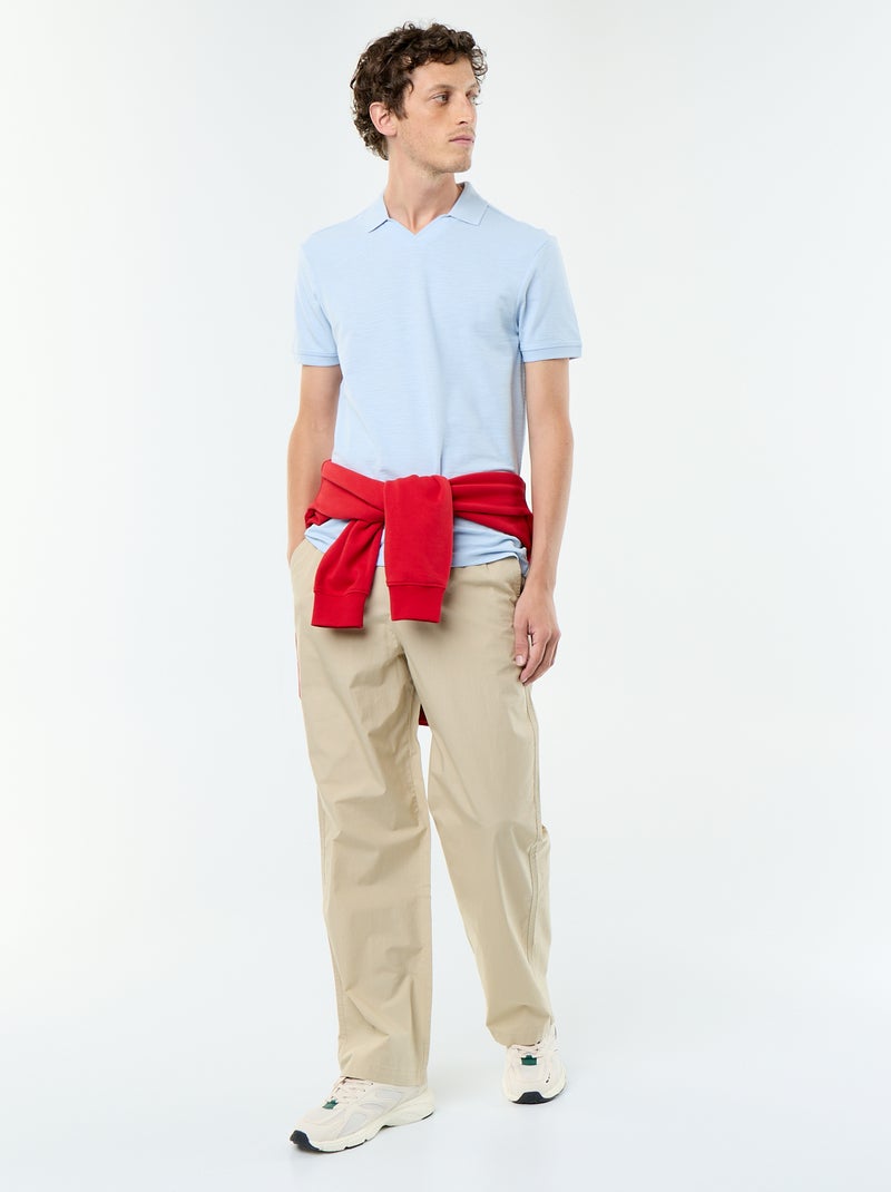 Polo liso de manga corta Azul - Kiabi