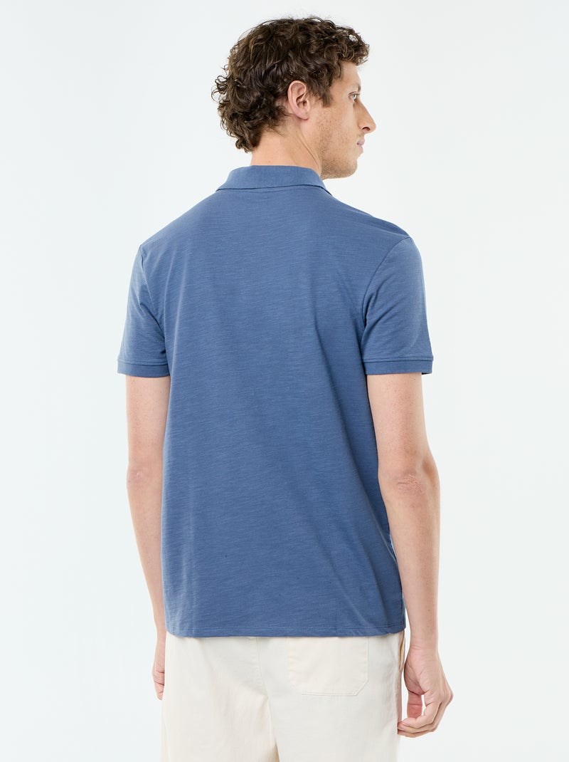 Polo liso de manga corta Azul - Kiabi