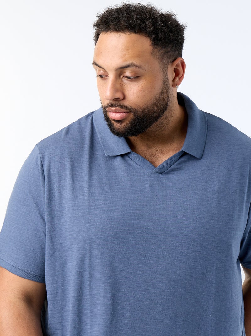 Polo liso de manga corta Azul - Kiabi