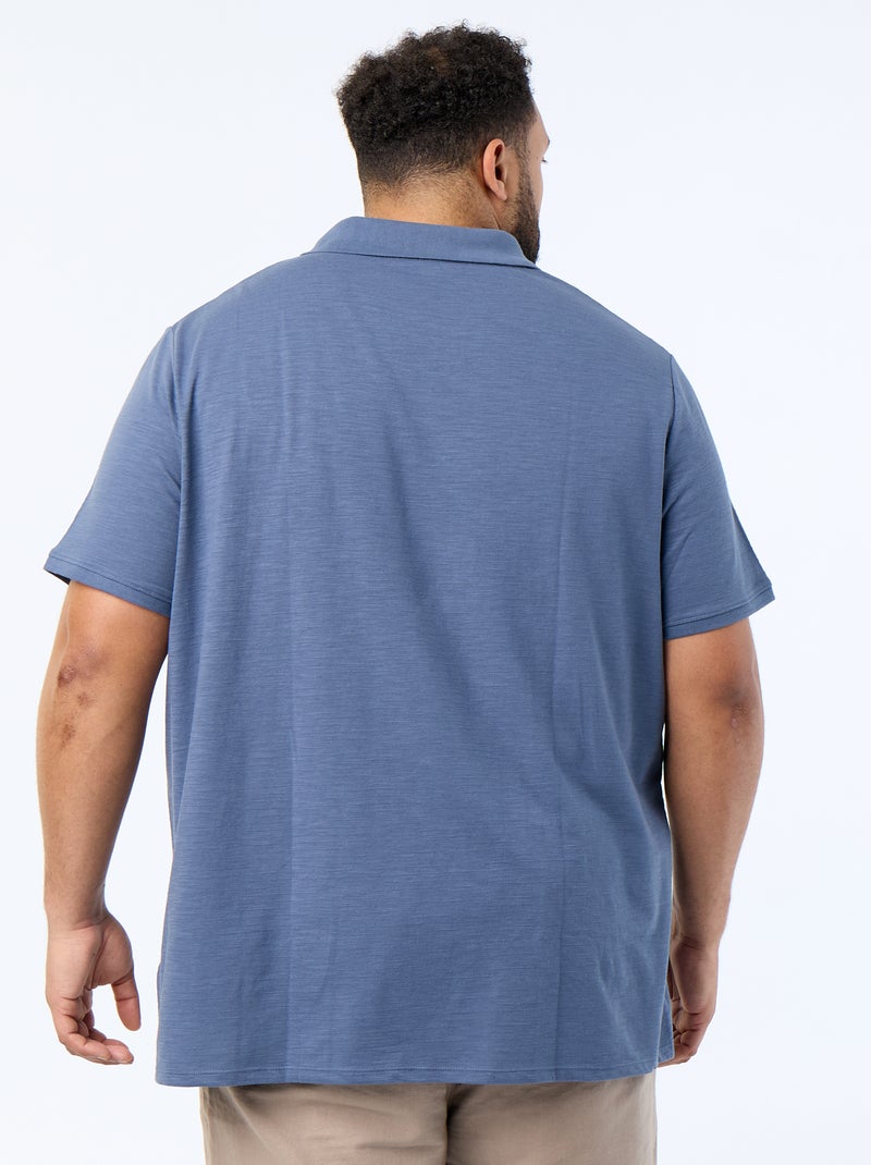 Polo liso de manga corta Azul - Kiabi