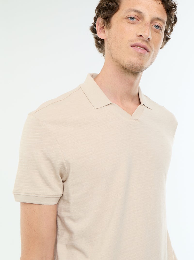 Polo liso de manga corta Beige - Kiabi