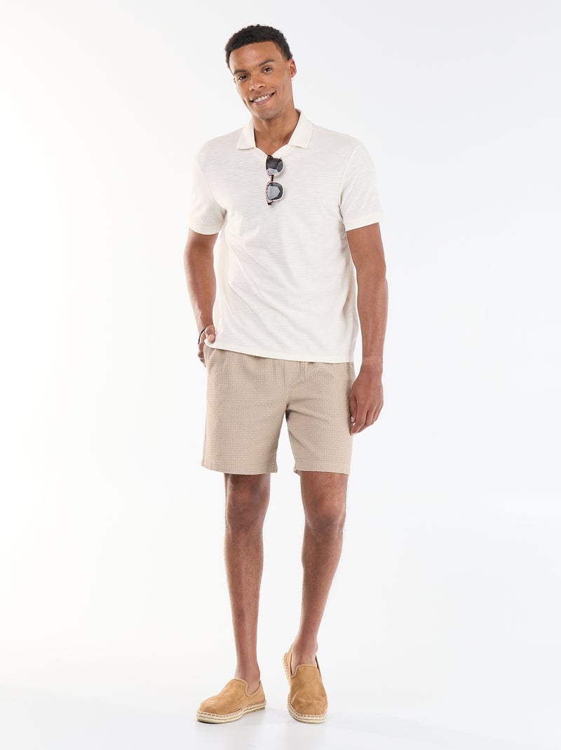 Polo liso de manga corta Blanco - Kiabi